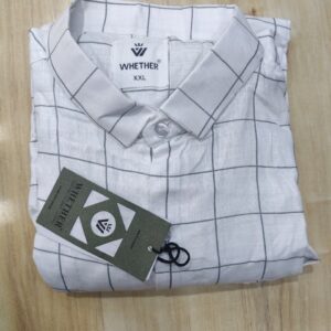 Men’s Regular Fit Linen Blend Checked Shirt – Soft Pink Grid