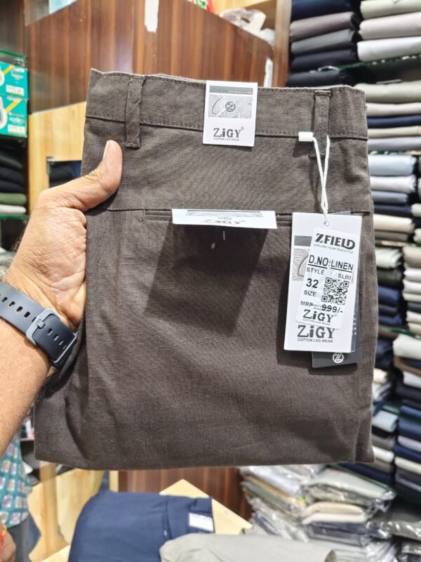 Men’s Brown Linen Blend Trousers – Slim Fit Comfort Wear
